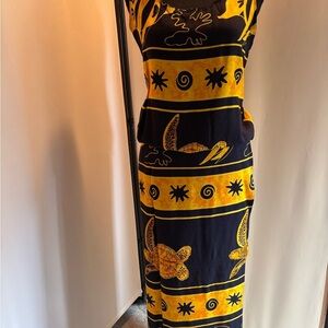 Black and Yellow Sleeveless Resort Maxi Dress